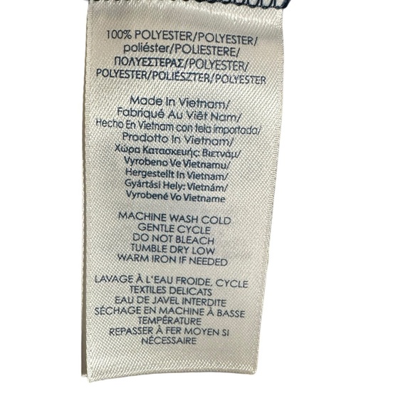 Chaps Denim Blue & White Paisley Ruffle Collar Lace-up neck 3/4 Sleeve Top Sz XL - Picture 9 of 9